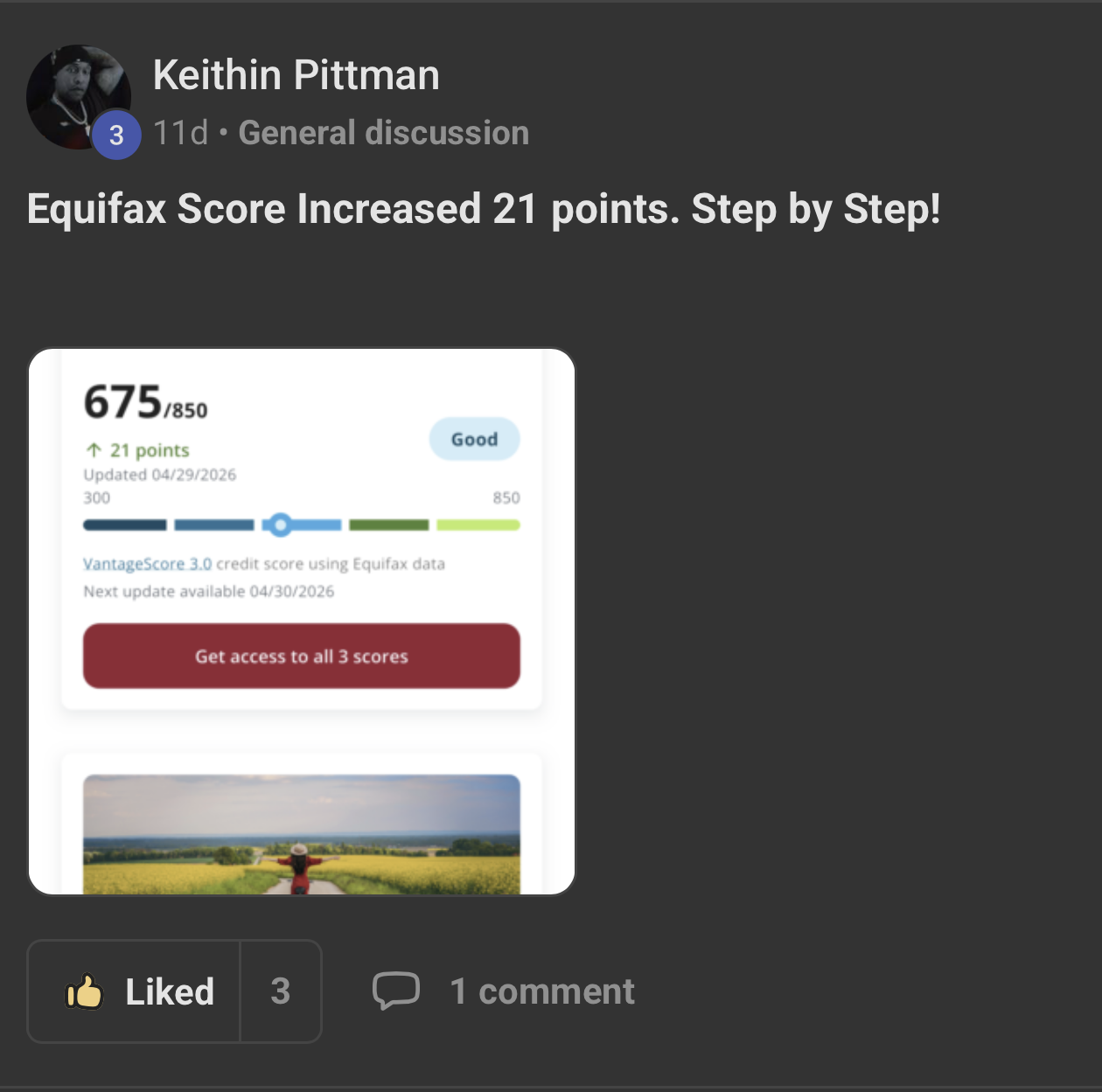 Equifax score jumped 21 points — step by step